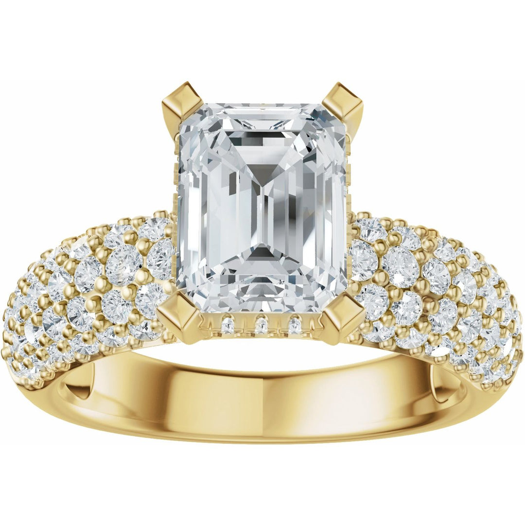 14K Gold 1 1/5-2 1/2 Carat Luxury Lab-Grown Diamond Pave'-Style Accented Engagement Ring or Band