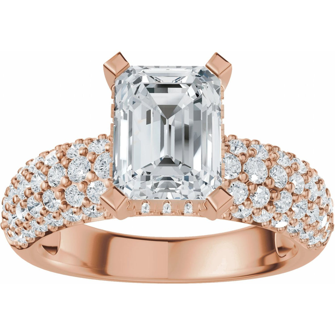 14K Gold 1 1/5-2 1/2 Carat Luxury Lab-Grown Diamond Pave'-Style Accented Engagement Ring or Band