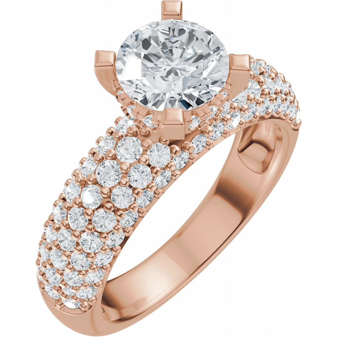 14K Gold 1 1/5-2 1/2 Carat Luxury Lab-Grown Diamond Pave'-Style Accented Engagement Ring or Band