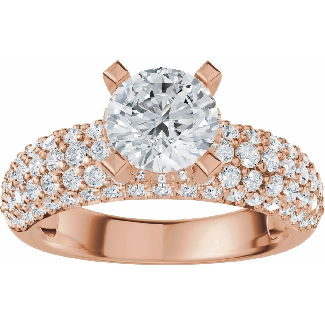 14K Gold 1 1/5-2 1/2 Carat Luxury Lab-Grown Diamond Pave'-Style Accented Engagement Ring or Band