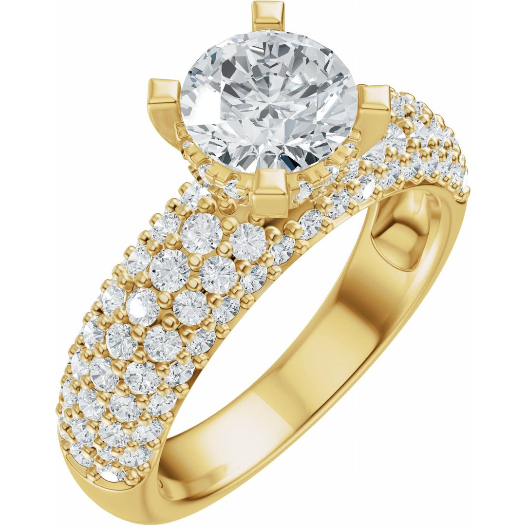 14K Gold 1 1/5-2 1/2 Carat Luxury Lab-Grown Diamond Pave'-Style Accented Engagement Ring or Band
