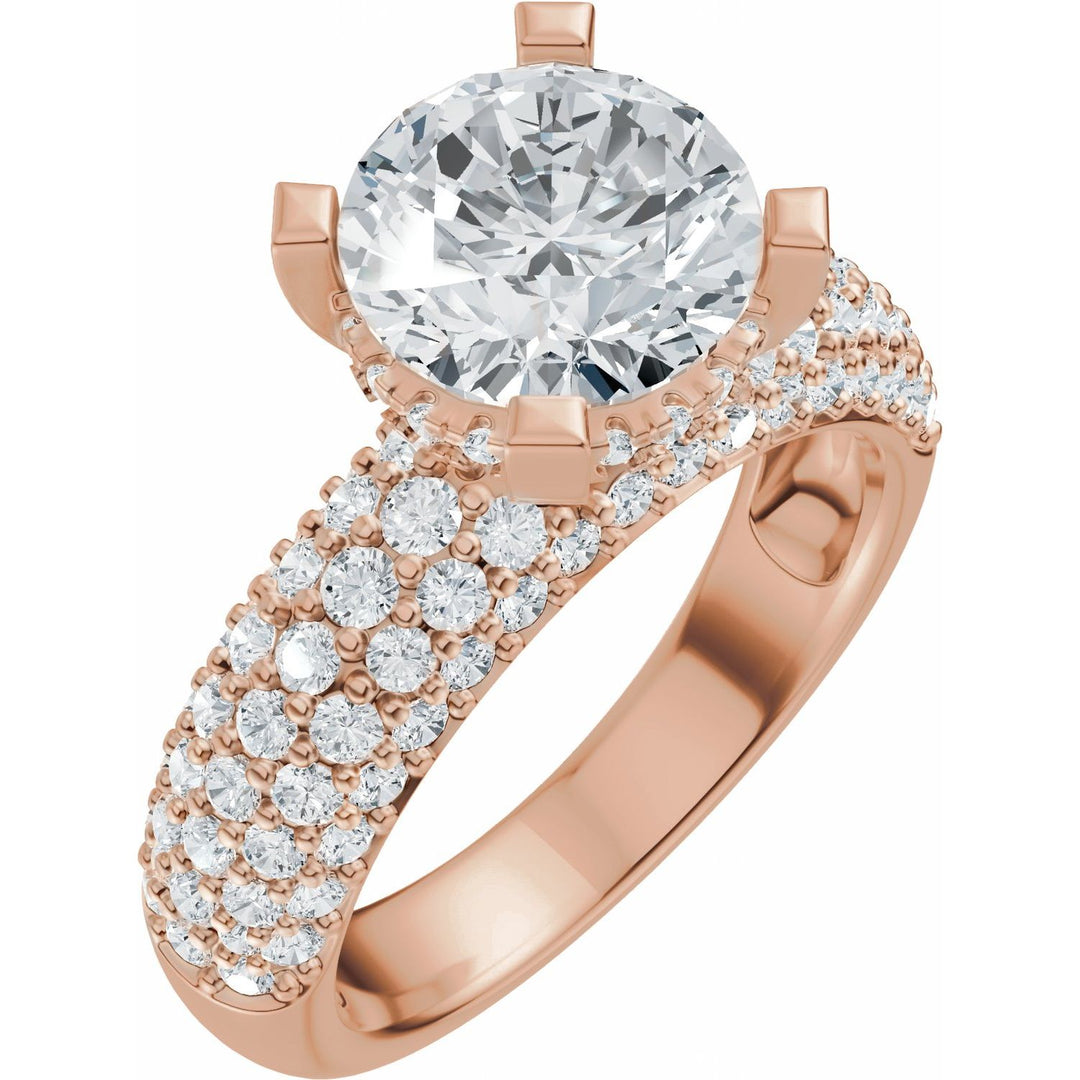 14K Gold 1 1/5-2 1/2 Carat Luxury Lab-Grown Diamond Pave'-Style Accented Engagement Ring or Band
