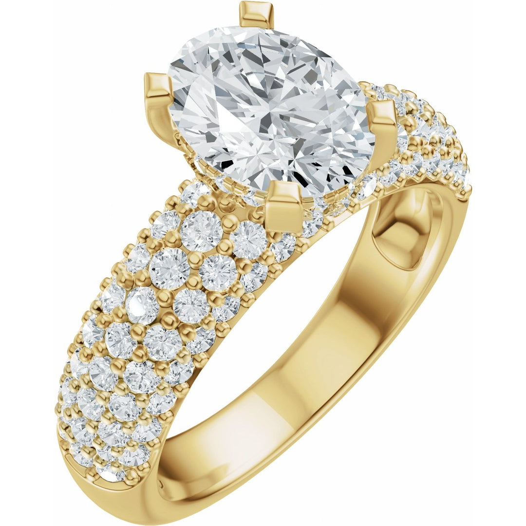 14K Gold 1 1/5-2 1/2 Carat Luxury Lab-Grown Diamond Pave'-Style Accented Engagement Ring or Band