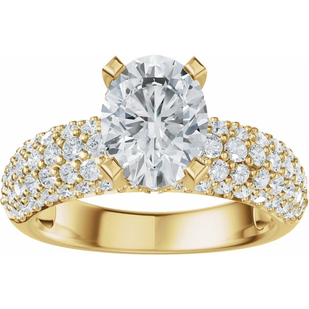 14K Gold 1 1/5-2 1/2 Carat Luxury Lab-Grown Diamond Pave'-Style Accented Engagement Ring or Band