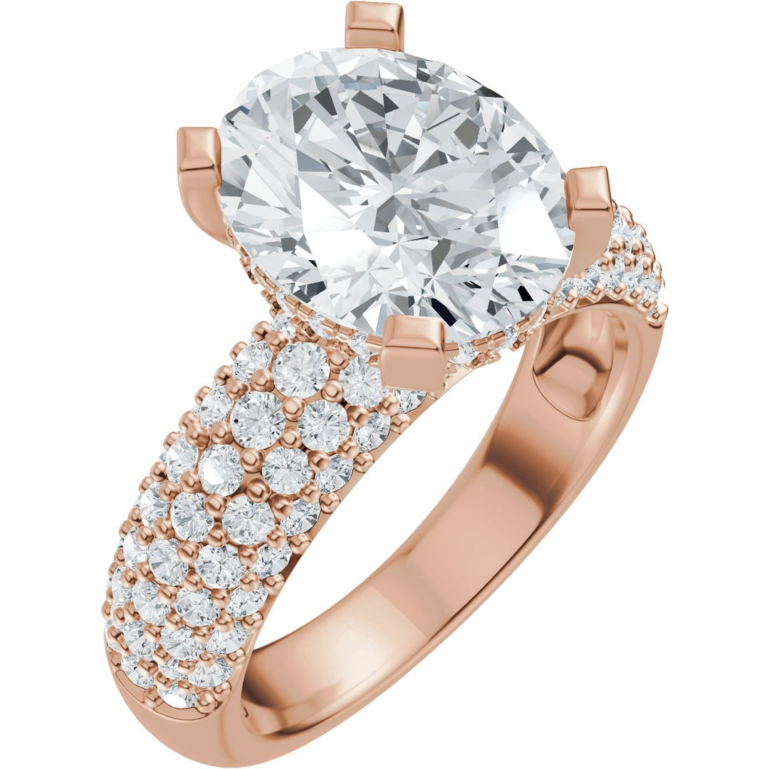 14K Gold 1 1/5-2 1/2 Carat Luxury Lab-Grown Diamond Pave'-Style Accented Engagement Ring or Band