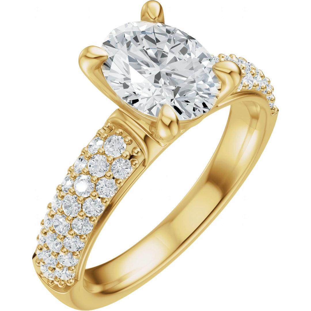 14K Gold 1-4 Carat Luxury Lab-Grown Diamond Pave'-Style Accented Engagement Ring or Band