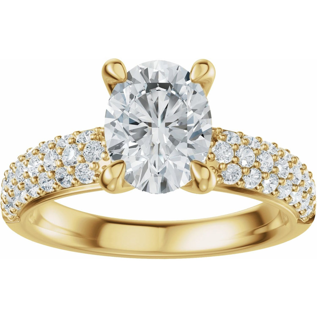 14K Gold 1-4 Carat Luxury Lab-Grown Diamond Pave'-Style Accented Engagement Ring or Band