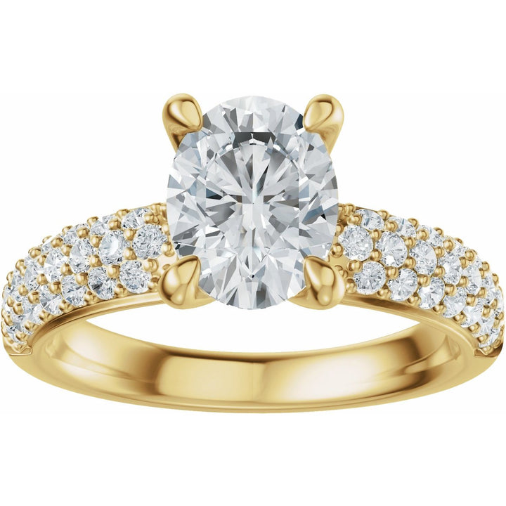 14K Gold 1-4 Carat Luxury Lab-Grown Diamond Pave'-Style Accented Engagement Ring or Band