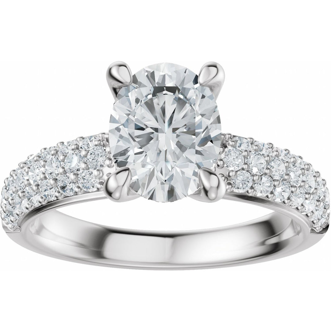 14K Gold 1-4 Carat Luxury Lab-Grown Diamond Pave'-Style Accented Engagement Ring or Band