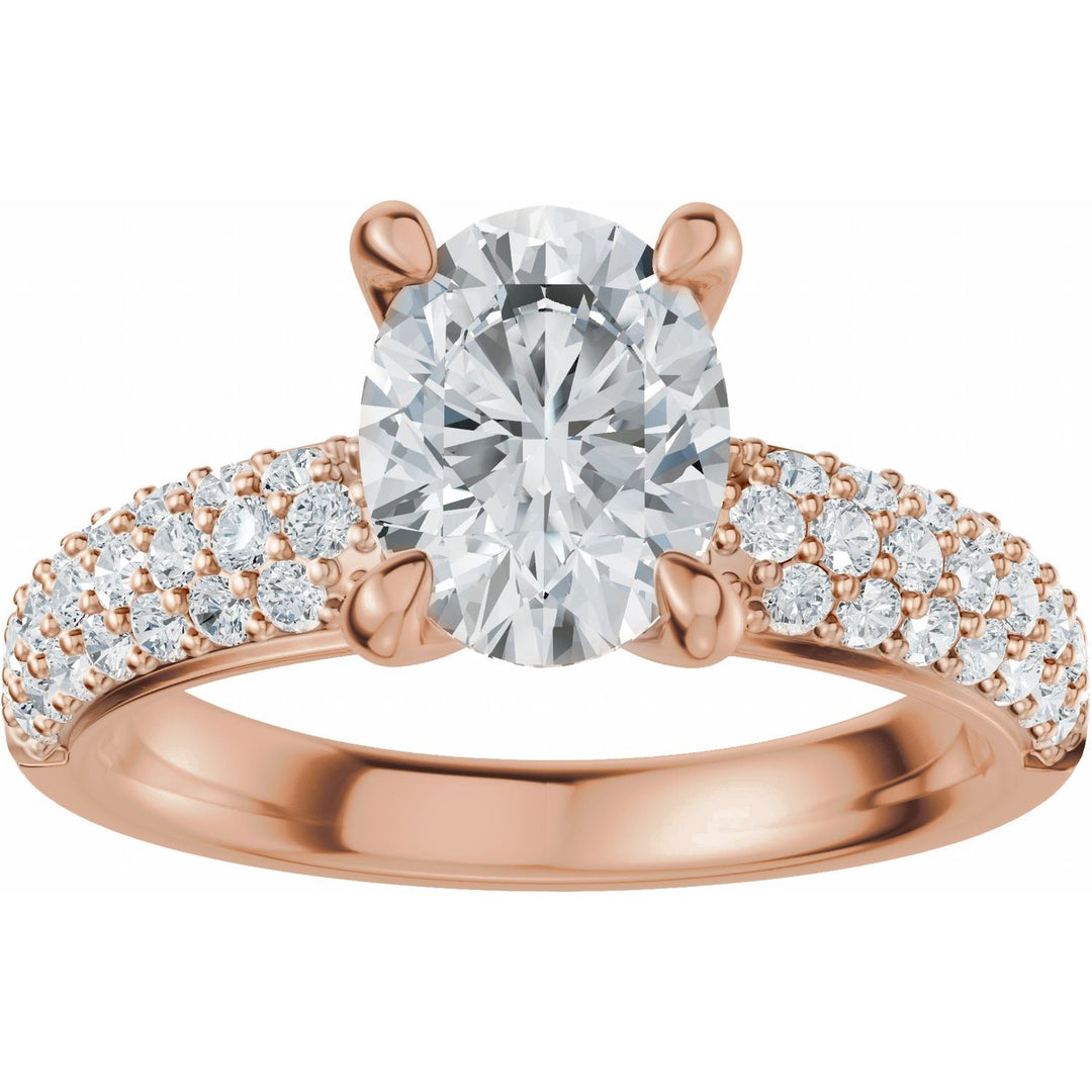 14K Gold 1-4 Carat Luxury Lab-Grown Diamond Pave'-Style Accented Engagement Ring or Band