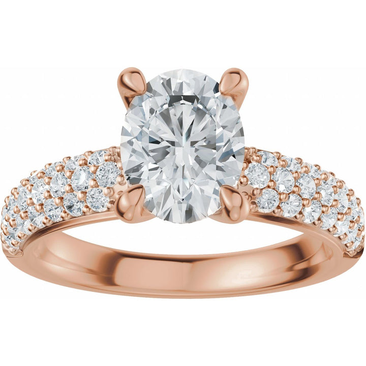 14K Gold 1-4 Carat Luxury Lab-Grown Diamond Pave'-Style Accented Engagement Ring or Band