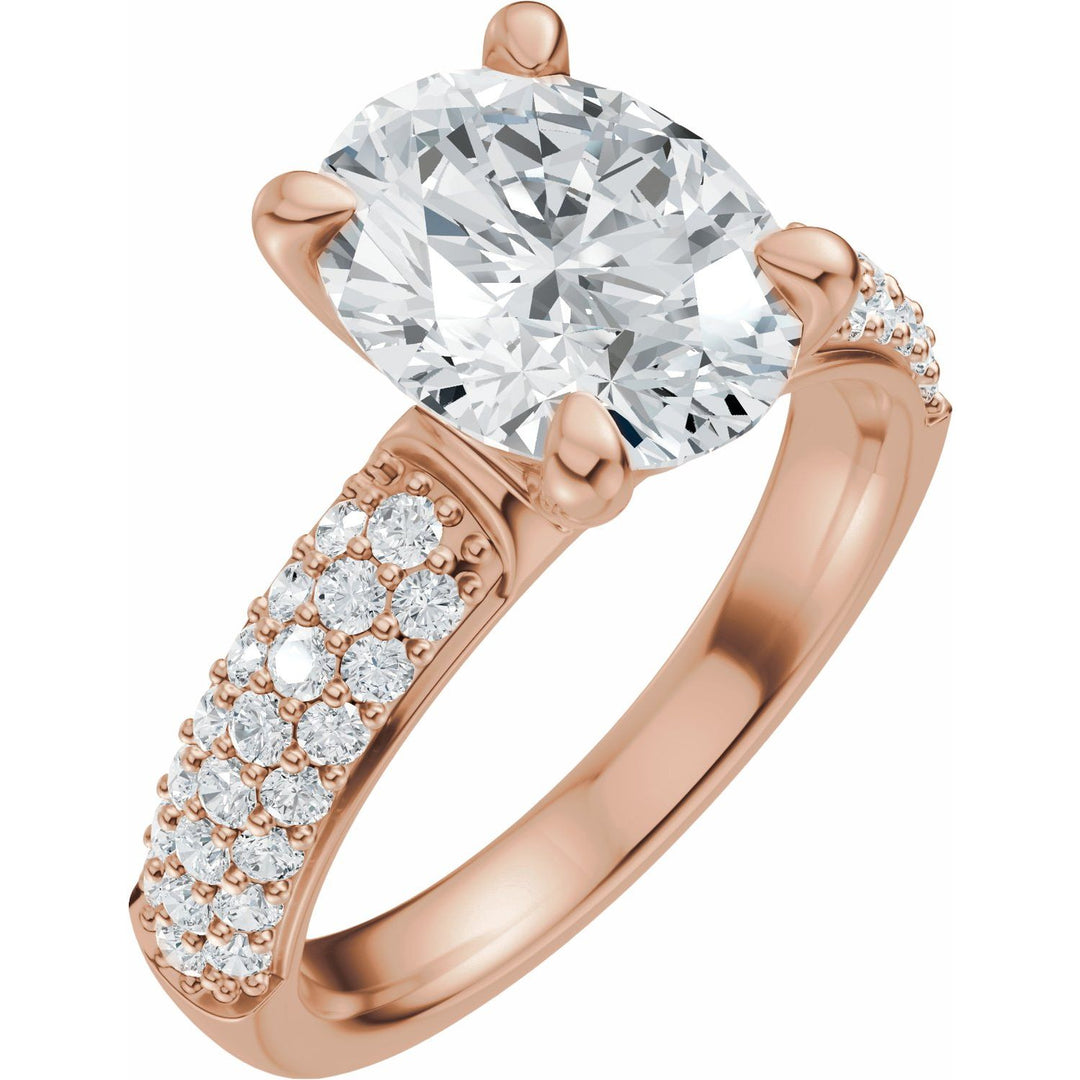 14K Gold 1-4 Carat Luxury Lab-Grown Diamond Pave'-Style Accented Engagement Ring or Band