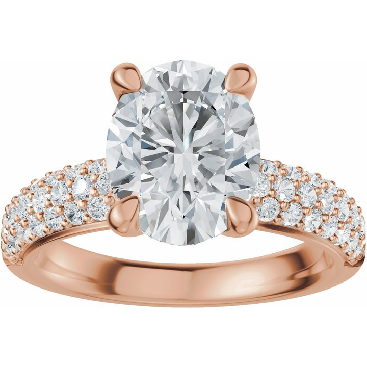 14K Gold 1-4 Carat Luxury Lab-Grown Diamond Pave'-Style Accented Engagement Ring or Band
