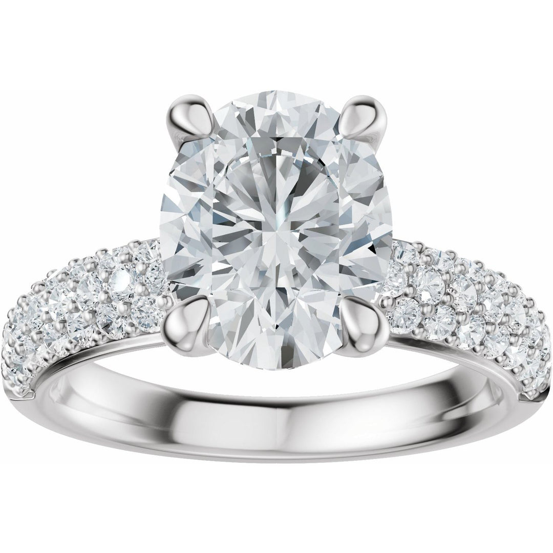 14K Gold 1-4 Carat Luxury Lab-Grown Diamond Pave'-Style Accented Engagement Ring or Band