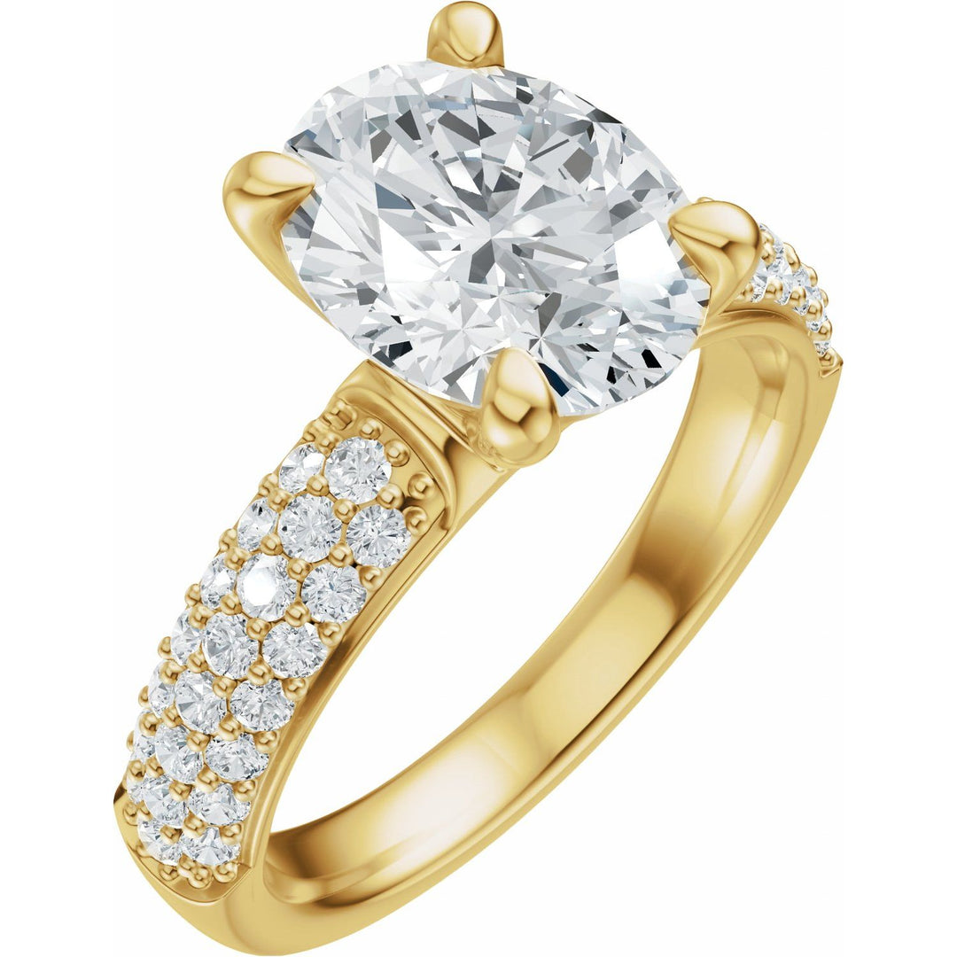 14K Gold 1-4 Carat Luxury Lab-Grown Diamond Pave'-Style Accented Engagement Ring or Band