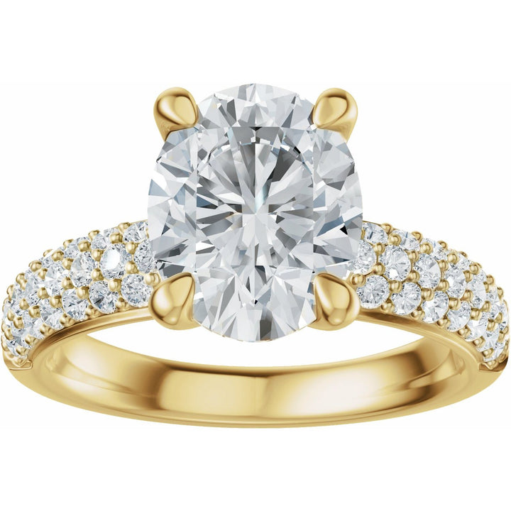 14K Gold 1-4 Carat Luxury Lab-Grown Diamond Pave'-Style Accented Engagement Ring or Band