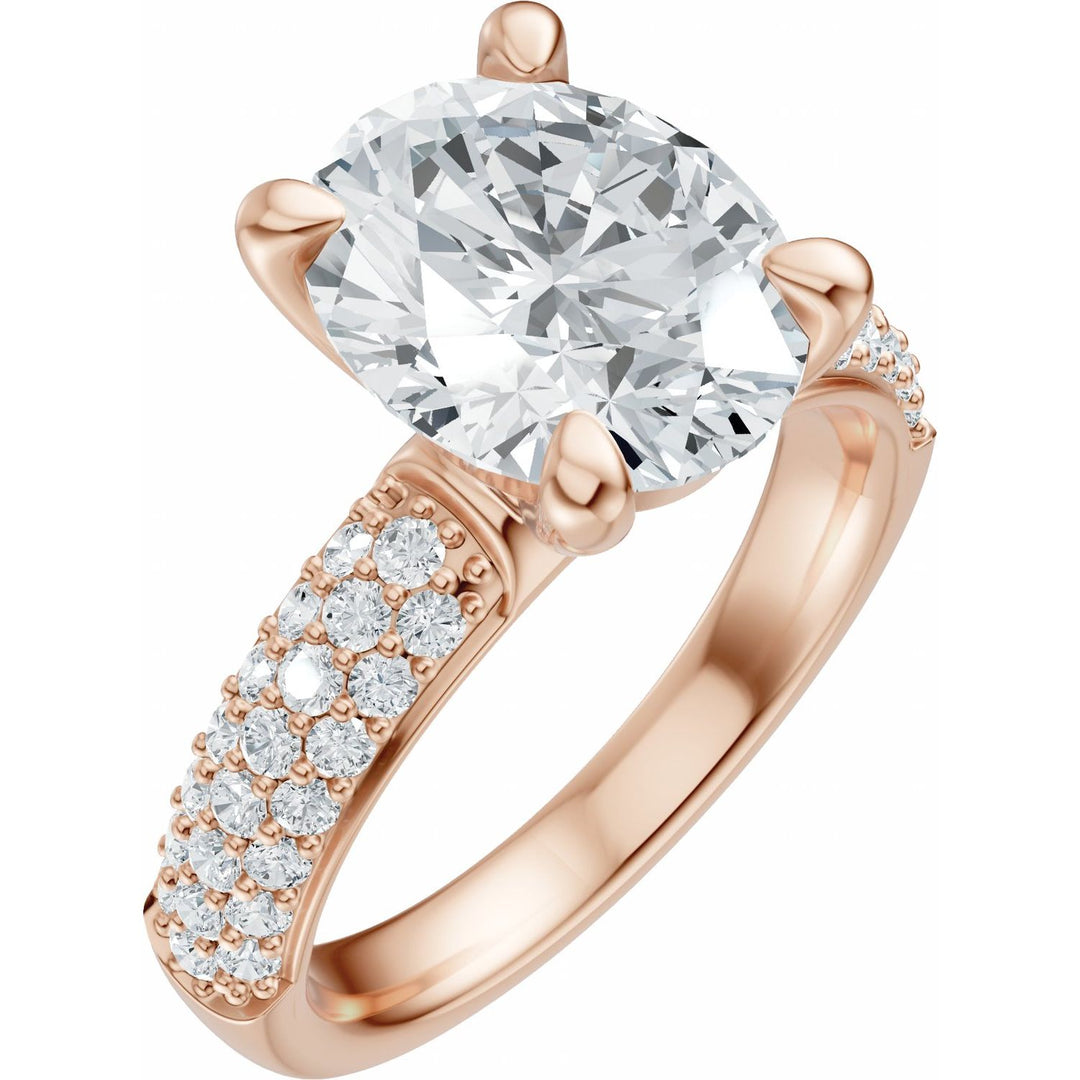 14K Gold 1-4 Carat Luxury Lab-Grown Diamond Pave'-Style Accented Engagement Ring or Band