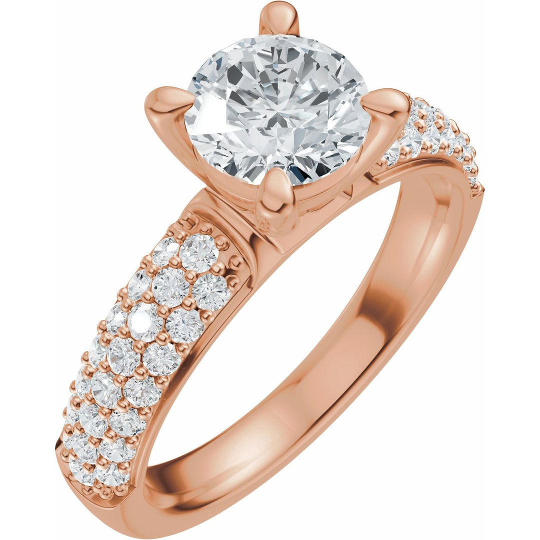 14K Gold 1-4 Carat Luxury Lab-Grown Diamond Pave'-Style Accented Engagement Ring or Band