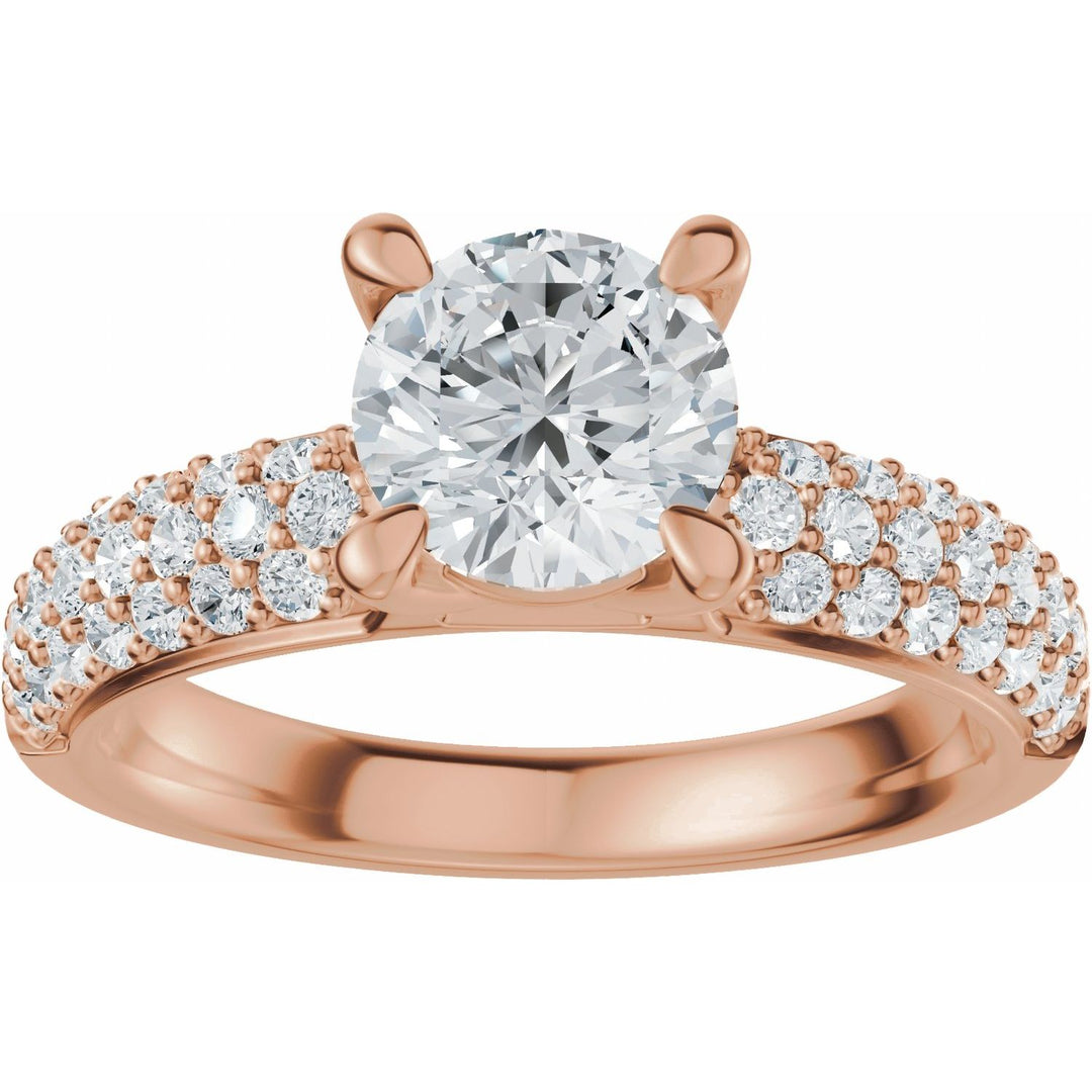 14K Gold 1-4 Carat Luxury Lab-Grown Diamond Pave'-Style Accented Engagement Ring or Band