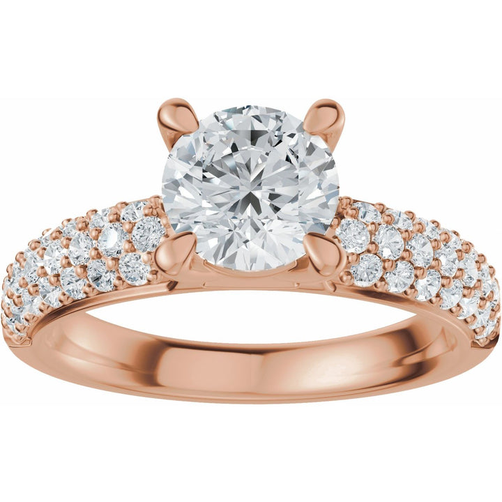 14K Gold 1-4 Carat Luxury Lab-Grown Diamond Pave'-Style Accented Engagement Ring or Band
