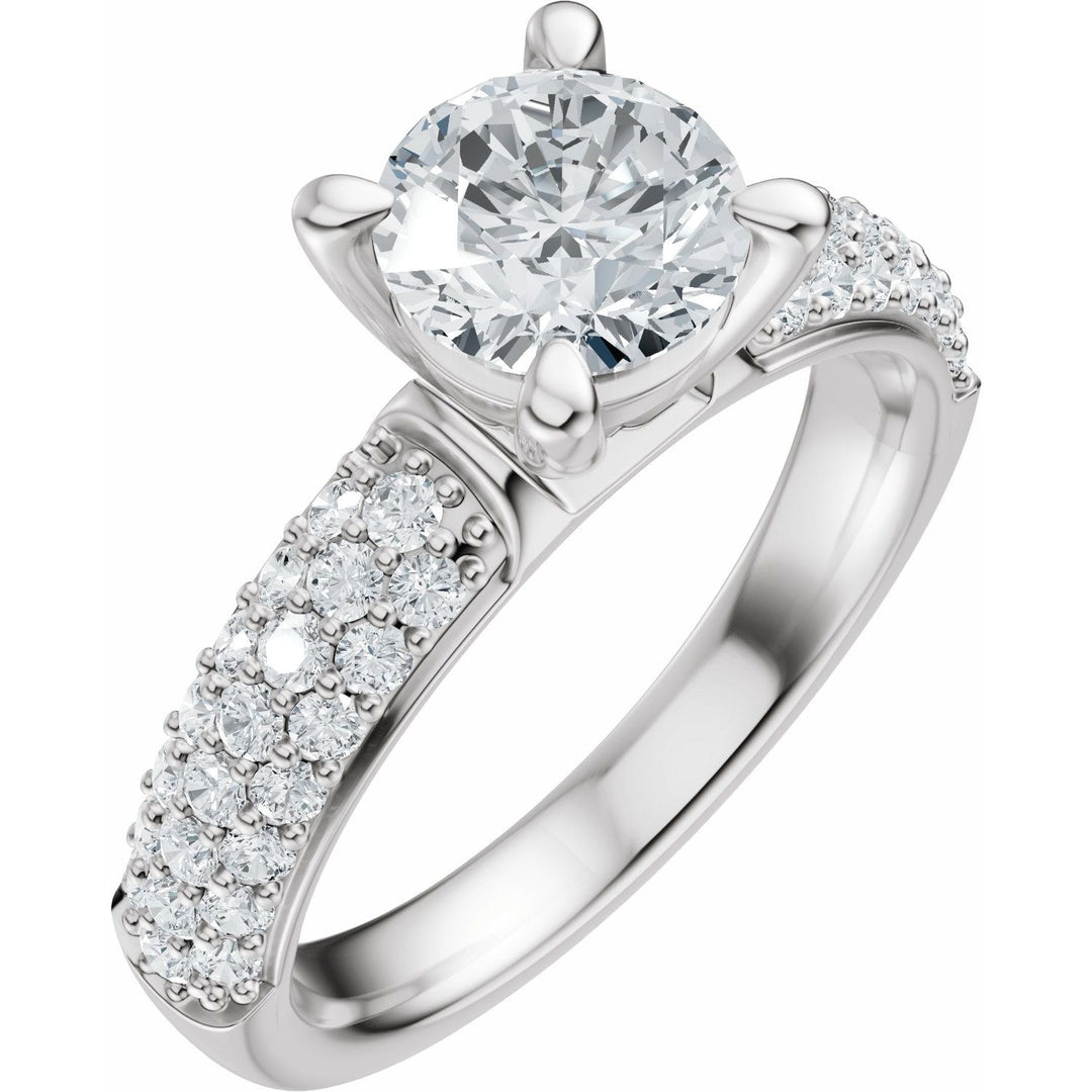 14K Gold 1-4 Carat Luxury Lab-Grown Diamond Pave'-Style Accented Engagement Ring or Band