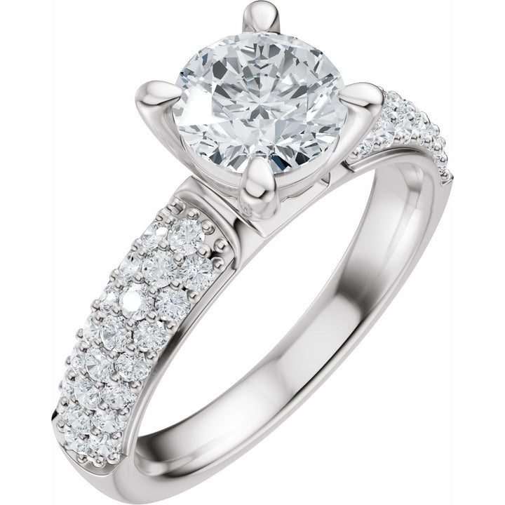 14K Gold 1-4 Carat Luxury Lab-Grown Diamond Pave'-Style Accented Engagement Ring or Band