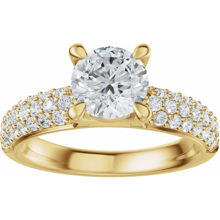 14K Gold 1-4 Carat Luxury Lab-Grown Diamond Pave'-Style Accented Engagement Ring or Band