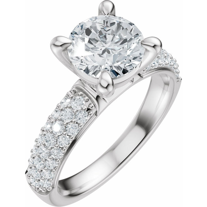 14K Gold 1-4 Carat Luxury Lab-Grown Diamond Pave'-Style Accented Engagement Ring or Band