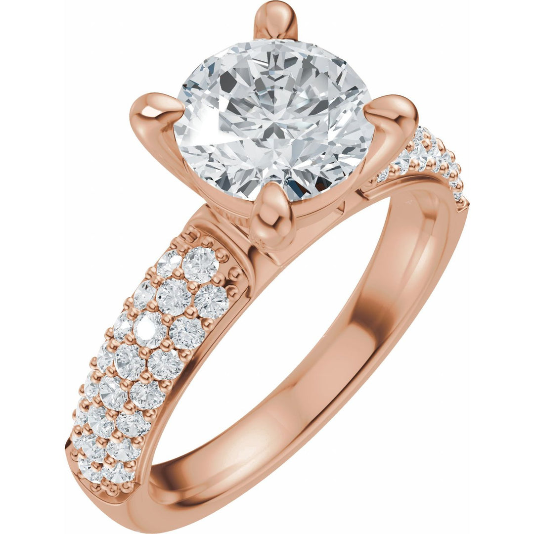 14K Gold 1-4 Carat Luxury Lab-Grown Diamond Pave'-Style Accented Engagement Ring or Band