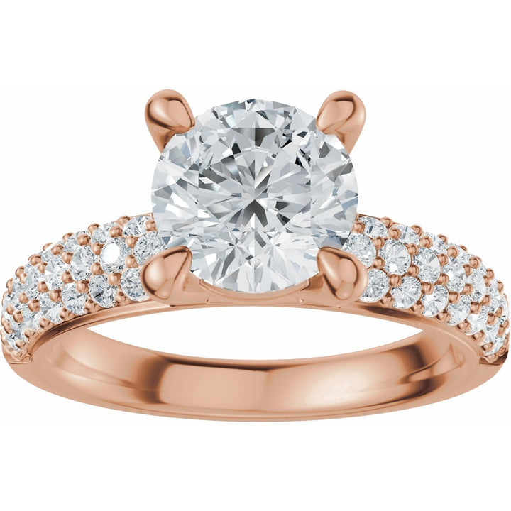 14K Gold 1-4 Carat Luxury Lab-Grown Diamond Pave'-Style Accented Engagement Ring or Band
