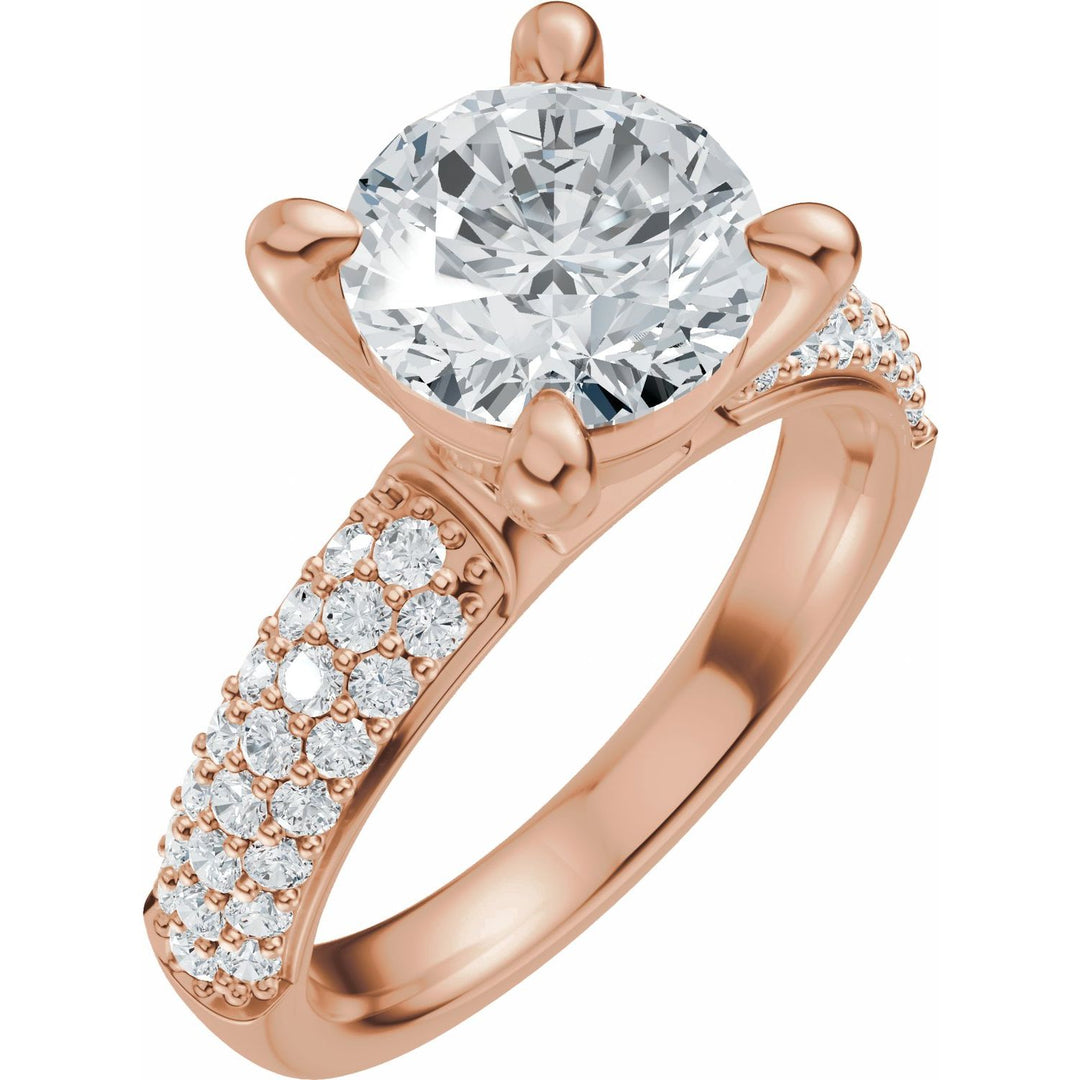 14K Gold 1-4 Carat Luxury Lab-Grown Diamond Pave'-Style Accented Engagement Ring or Band