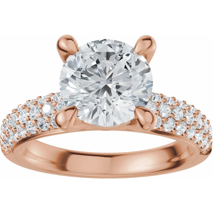14K Gold 1-4 Carat Luxury Lab-Grown Diamond Pave'-Style Accented Engagement Ring or Band