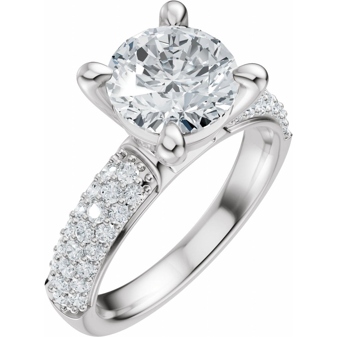14K Gold 1-4 Carat Luxury Lab-Grown Diamond Pave'-Style Accented Engagement Ring or Band