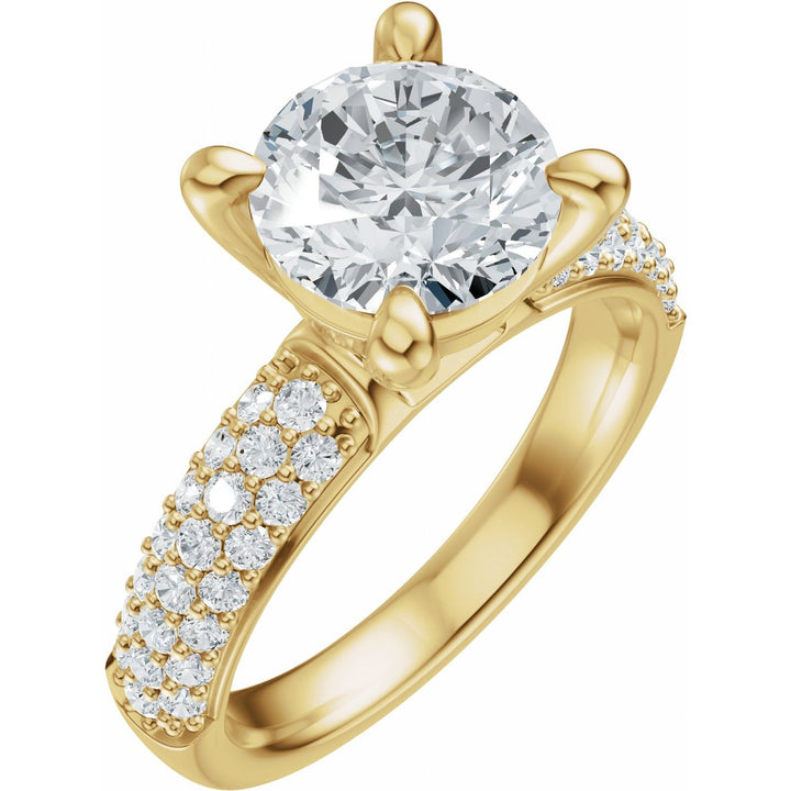 14K Gold 1-4 Carat Luxury Lab-Grown Diamond Pave'-Style Accented Engagement Ring or Band
