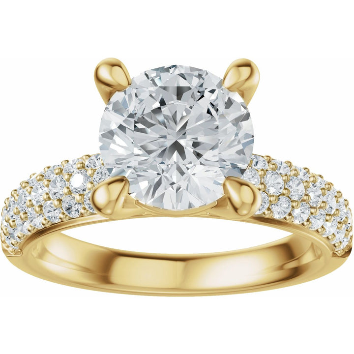 14K Gold 1-4 Carat Luxury Lab-Grown Diamond Pave'-Style Accented Engagement Ring or Band