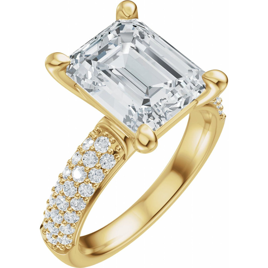 14K Gold 1-4 Carat Luxury Lab-Grown Diamond Pave'-Style Accented Engagement Ring or Band