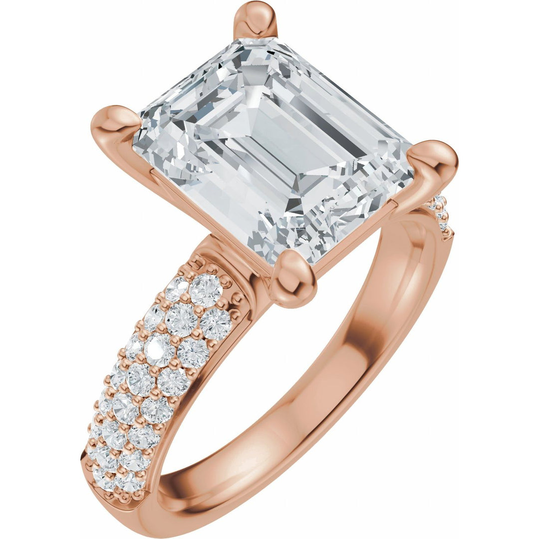 14K Gold 1-4 Carat Luxury Lab-Grown Diamond Pave'-Style Accented Engagement Ring or Band