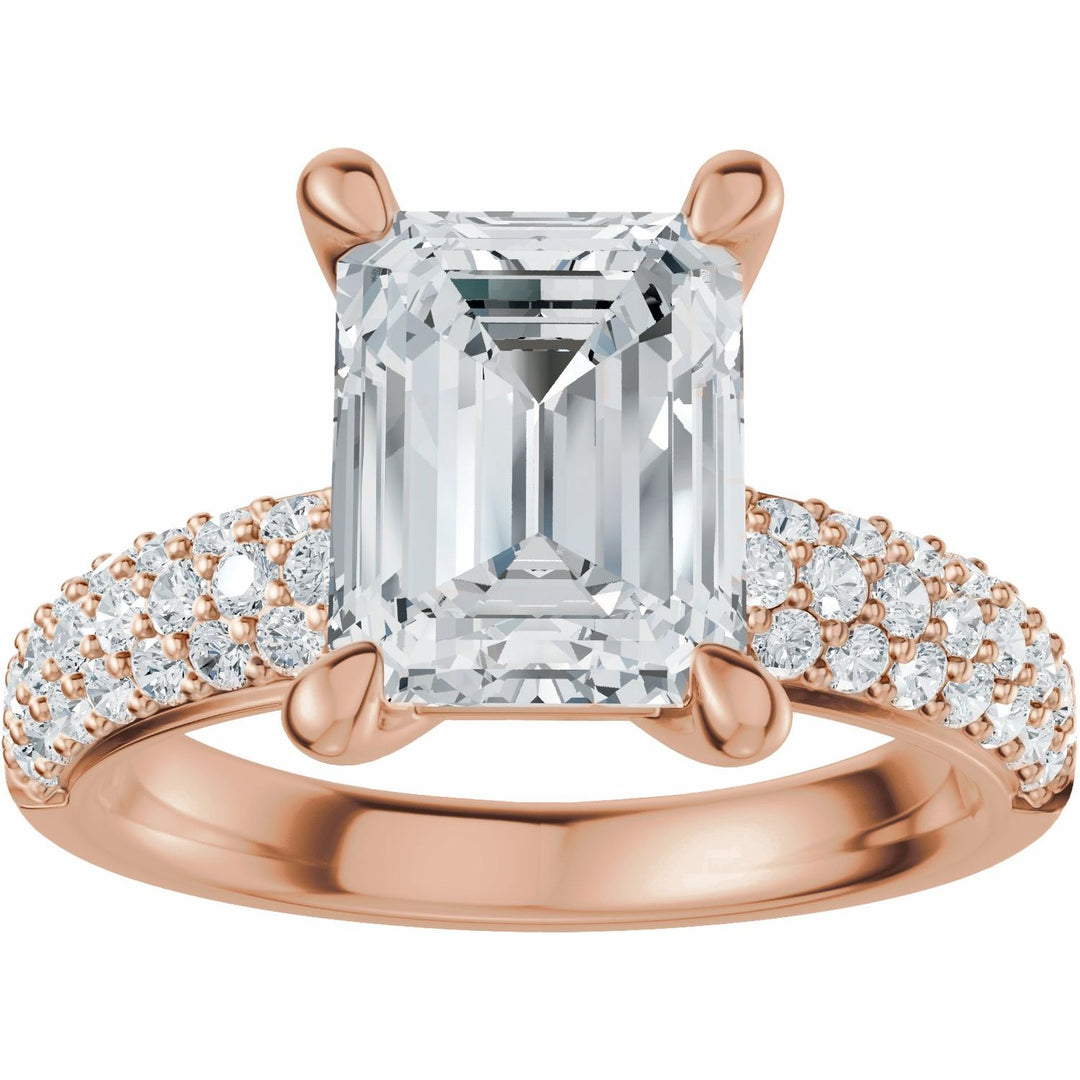 14K Gold 1-4 Carat Luxury Lab-Grown Diamond Pave'-Style Accented Engagement Ring or Band