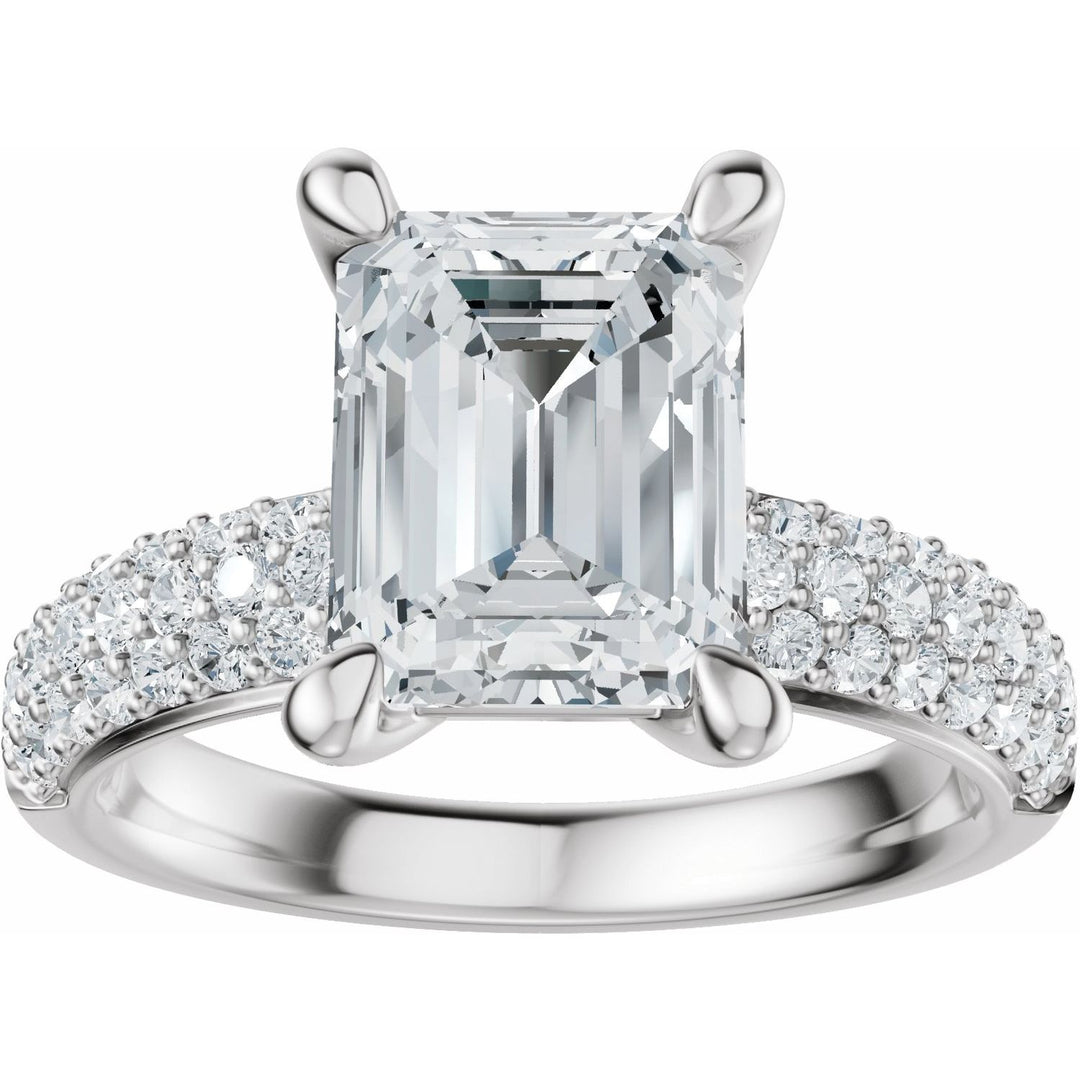14K Gold 1-4 Carat Luxury Lab-Grown Diamond Pave'-Style Accented Engagement Ring or Band