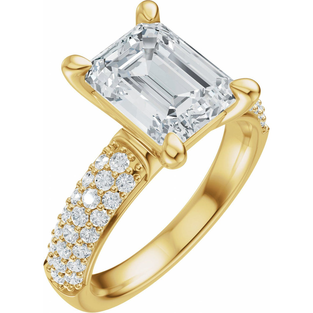 14K Gold 1-4 Carat Luxury Lab-Grown Diamond Pave'-Style Accented Engagement Ring or Band