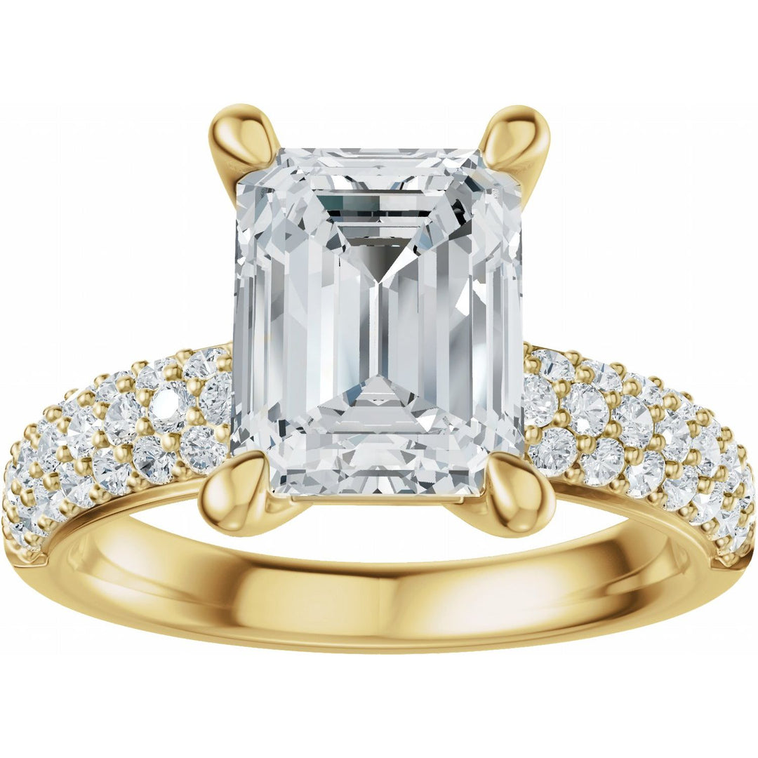 14K Gold 1-4 Carat Luxury Lab-Grown Diamond Pave'-Style Accented Engagement Ring or Band