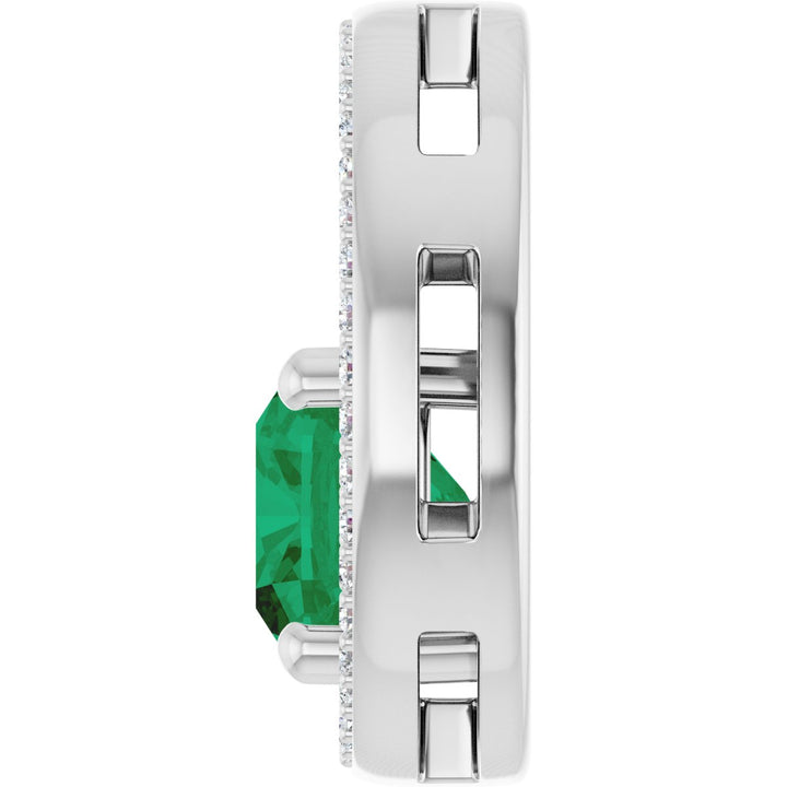 14K White Gold 3 Carat Emerald Cushion Cut - Luxury Lab-Grown Diamond Halo Pendant
