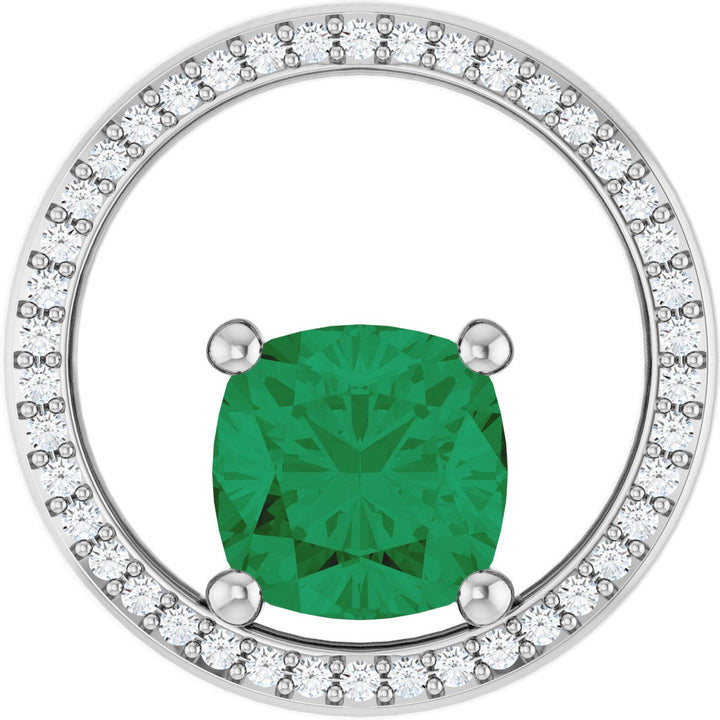 14K White Gold 3 Carat Emerald Cushion Cut - Luxury Lab-Grown Diamond Halo Pendant