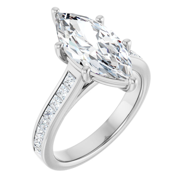 14K White Gold 1 1/2 - 3 1/2 Carat Luxury Lab-Grown Diamond Accent Engagement Ring