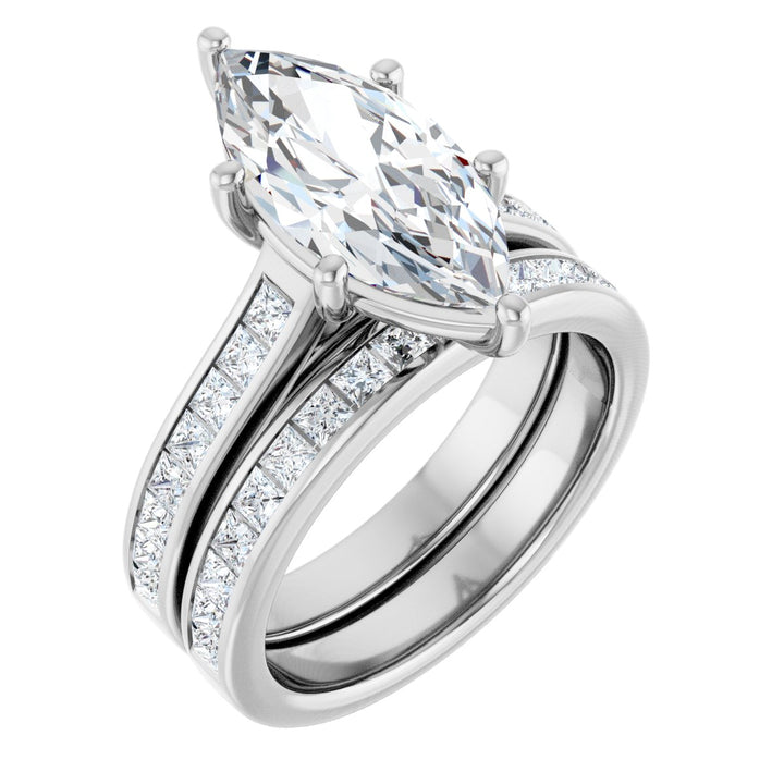 14K White Gold 1 1/2 - 3 1/2 Carat Luxury Lab-Grown Diamond Accent Engagement Ring