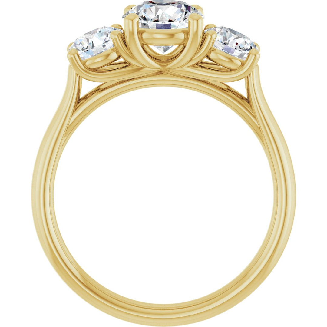 14K Gold 1 1/3-3 1/2 Carat Luxury Lab-Grown Diamond Three-Stone Engagement Ring