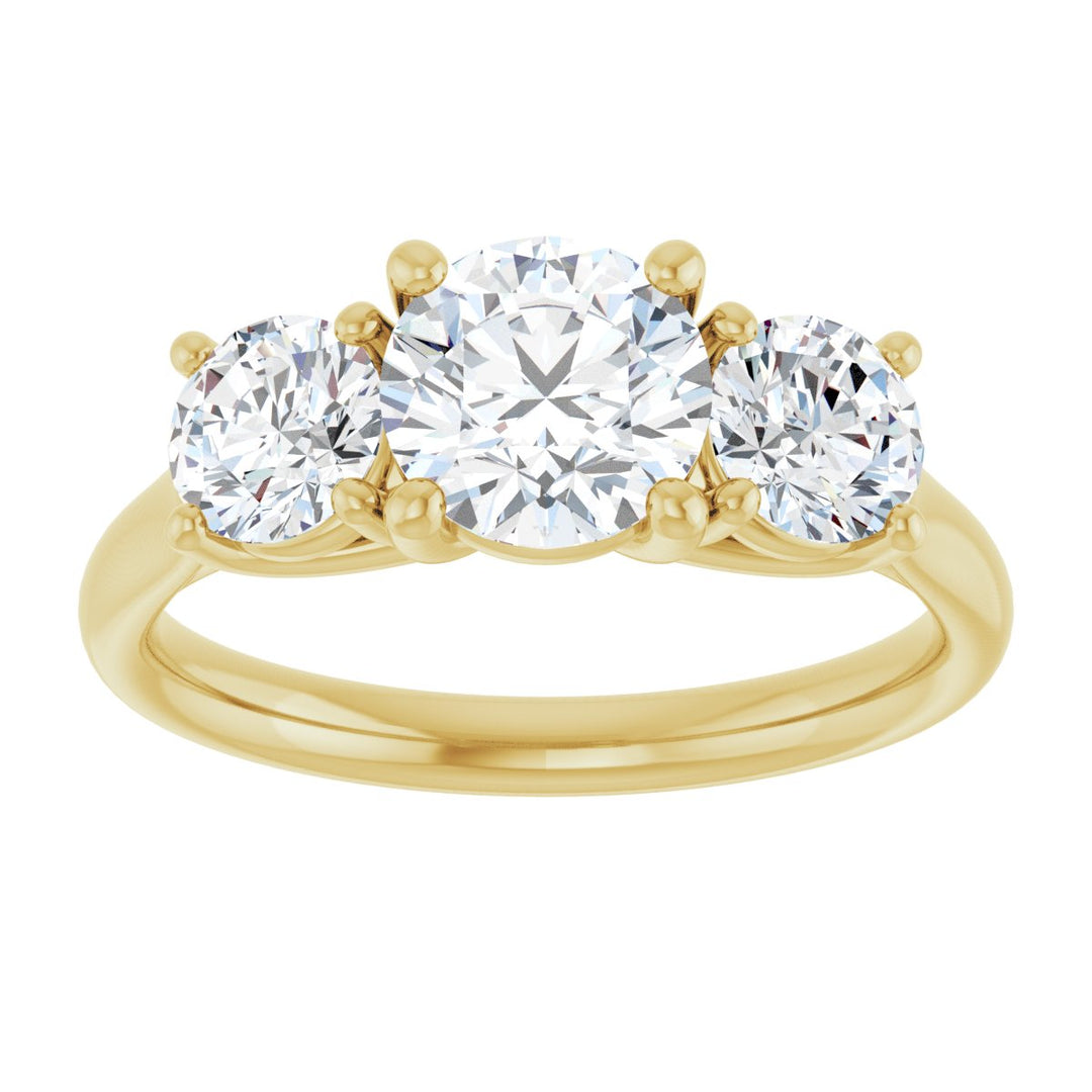 14K Gold 1 1/3-3 1/2 Carat Luxury Lab-Grown Diamond Three-Stone Engagement Ring