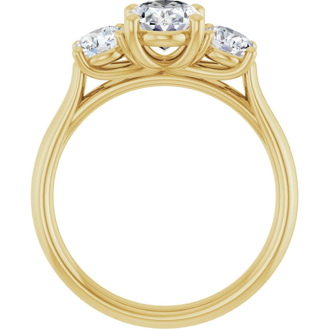 14K Gold 1 1/3-3 1/2 Carat Luxury Lab-Grown Diamond Three-Stone Engagement Ring