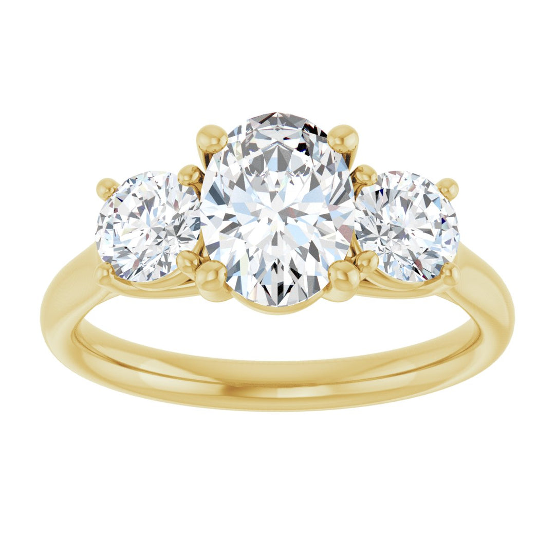14K Gold 1 1/3-3 1/2 Carat Luxury Lab-Grown Diamond Three-Stone Engagement Ring