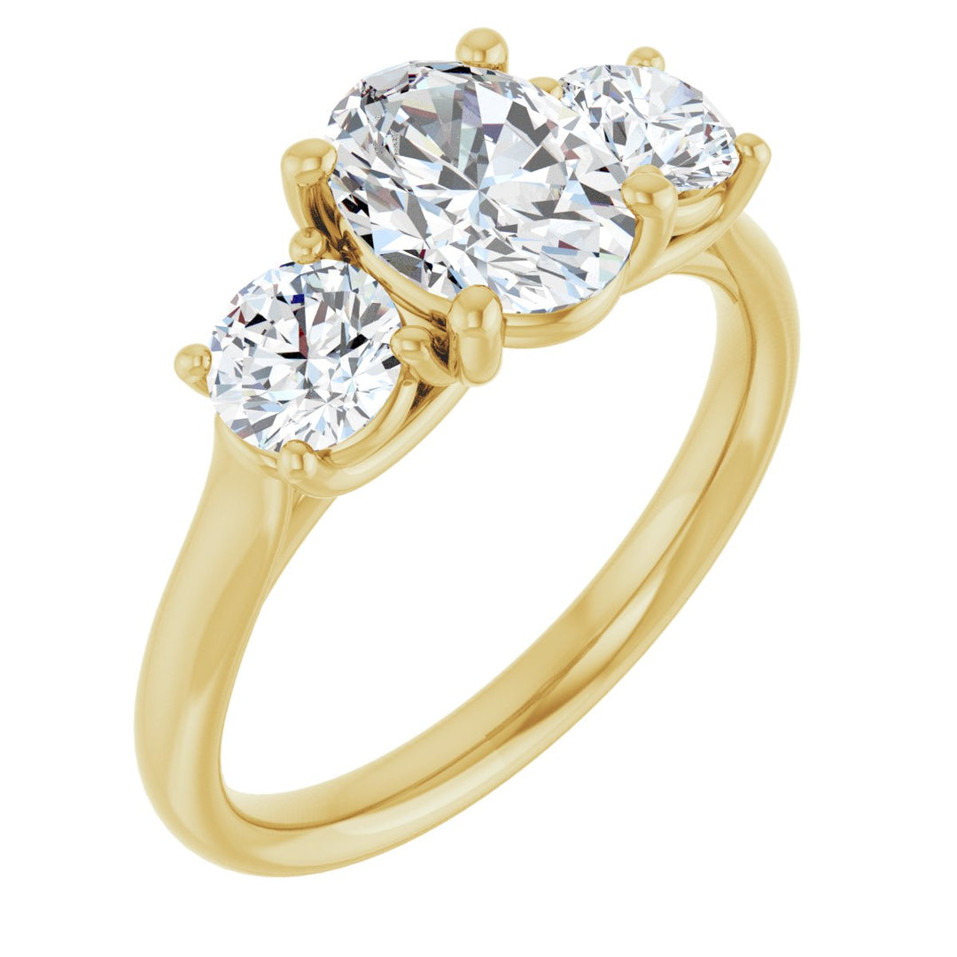 14K Gold 1 1/3-3 1/2 Carat Luxury Lab-Grown Diamond Three-Stone Engagement Ring